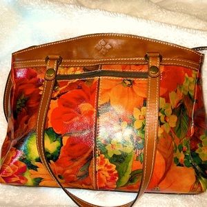 Patricia Nash Flowered Poppy Large Leather Tote